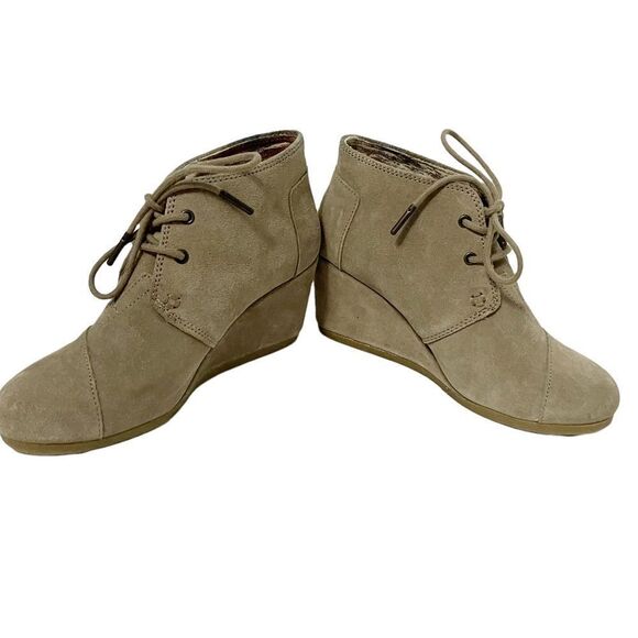 Toms Kala Wedge Desert Taupe Suede Shoes Bootie Size 6W - Picture 5 of 9